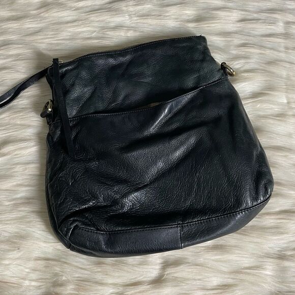 Margot Greta Leather Double Zip Flap Crossbody in Black - Picture 2 of 10